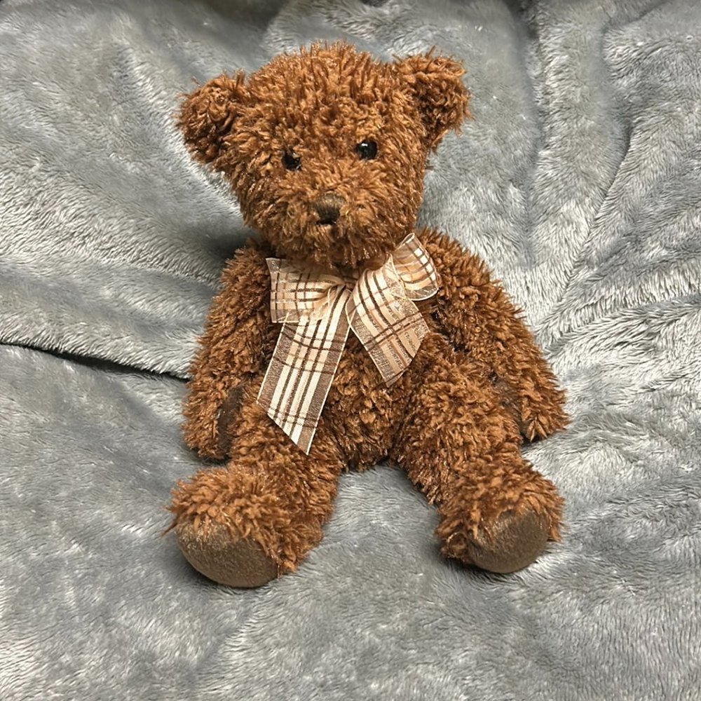 Douglas 9" chocalate bear with pink bow